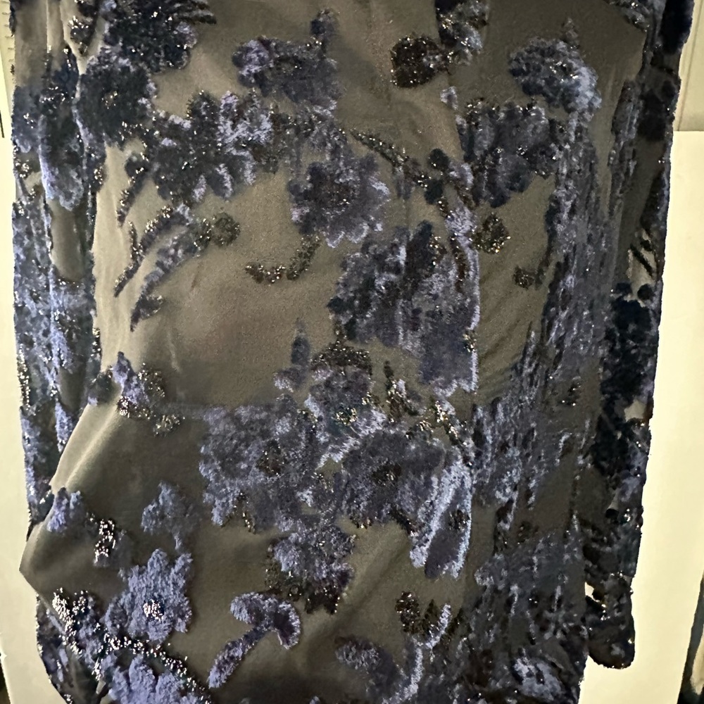 Alice + Olivia black top with blue velvet detailing. Size Medium. Gorgeous - Picture 16 of 16